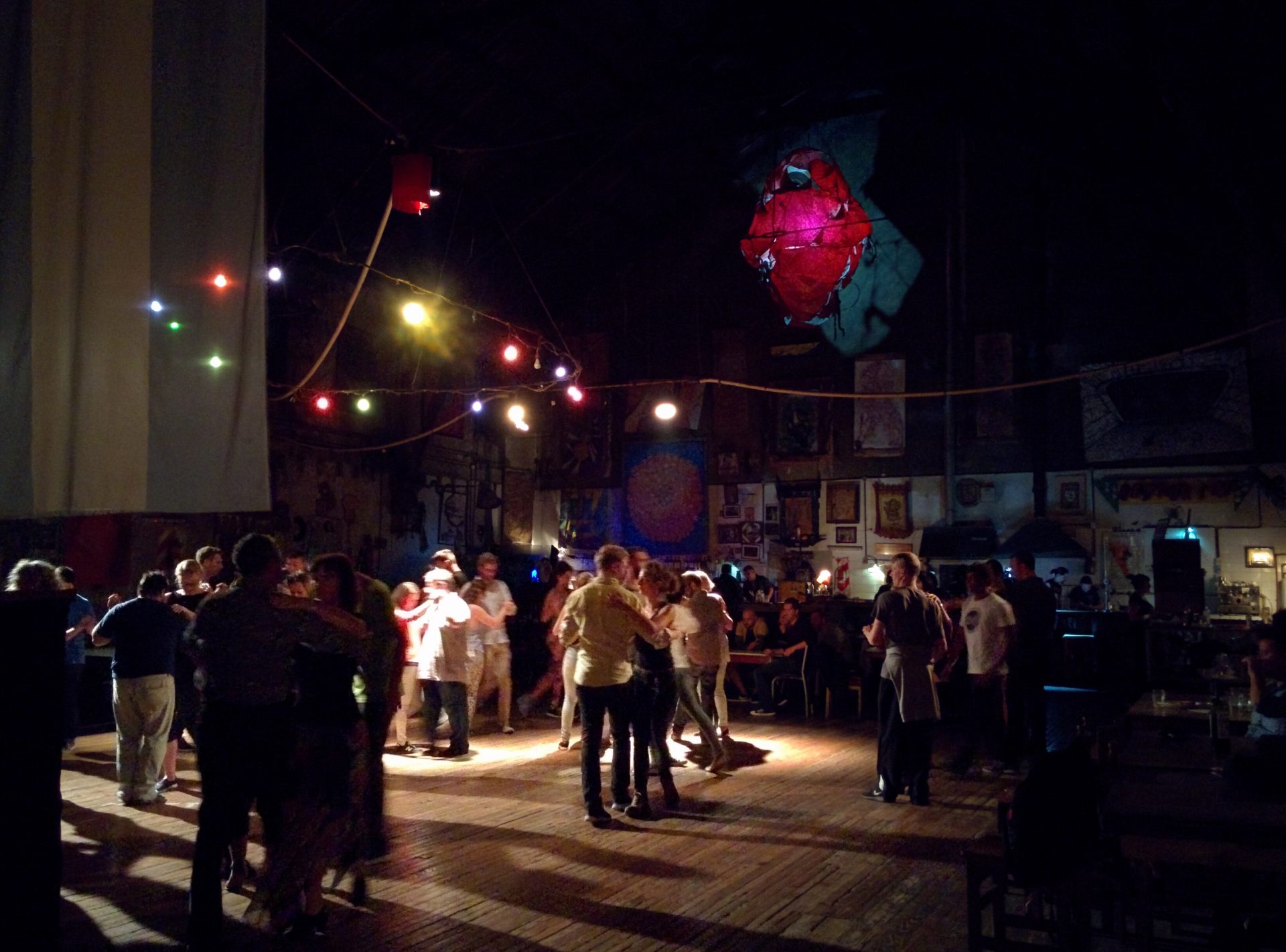 A dance floor with tango dancers