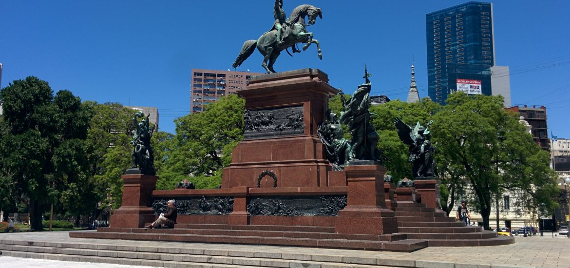 Statue of San Martin, the liberator of Argentina, in the center of Buenos Aires.