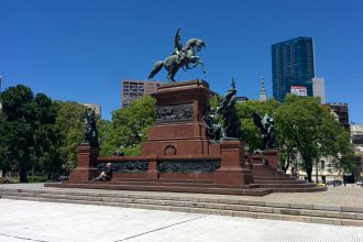 Statue of San Martin, the liberator of Argentina, in the center of Buenos Aires.