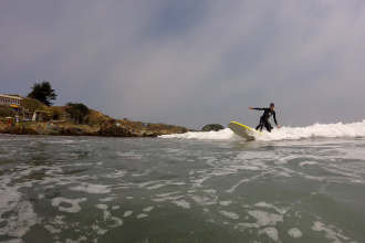 Me surfing a wave.