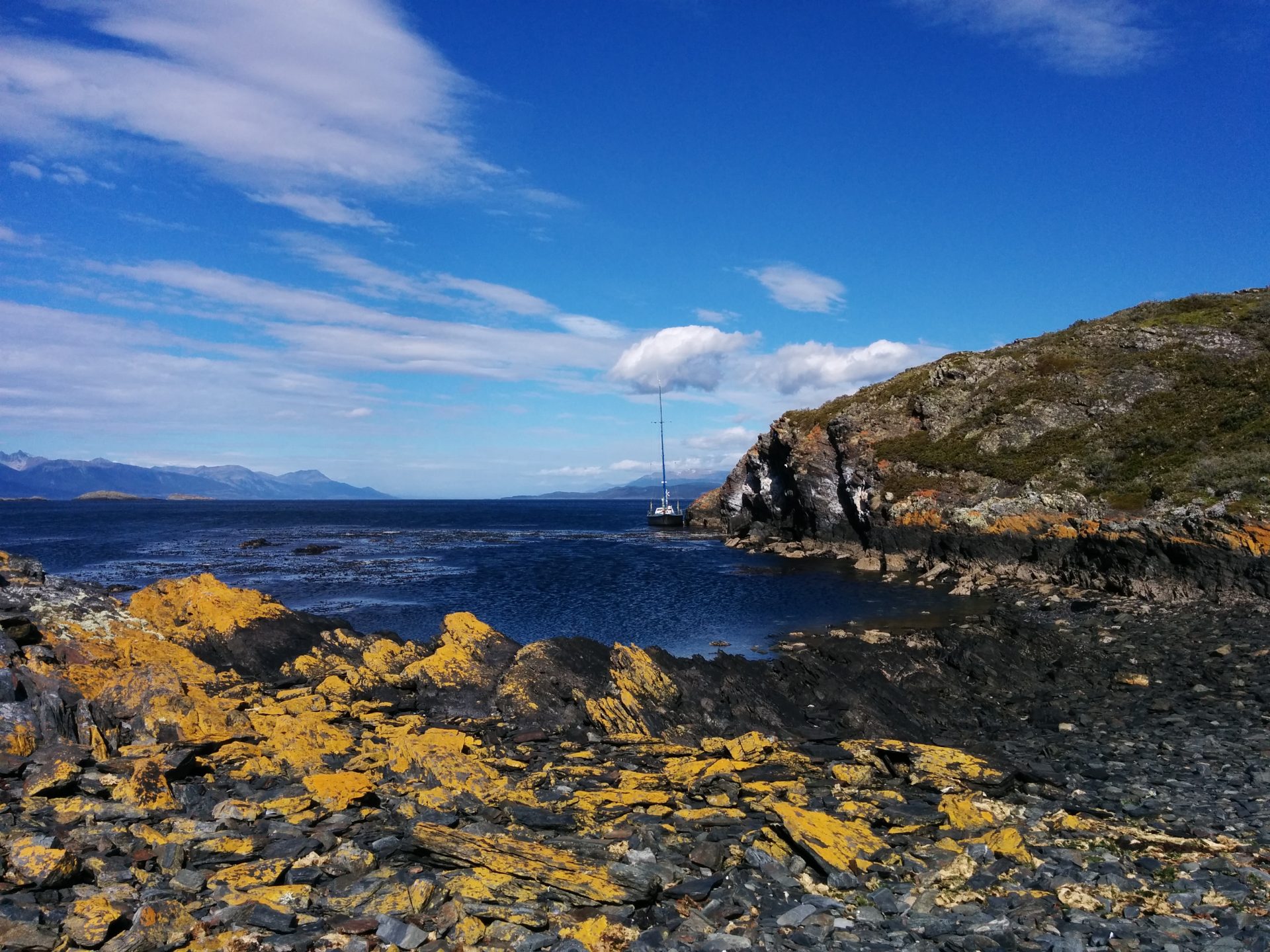 An island with a boat