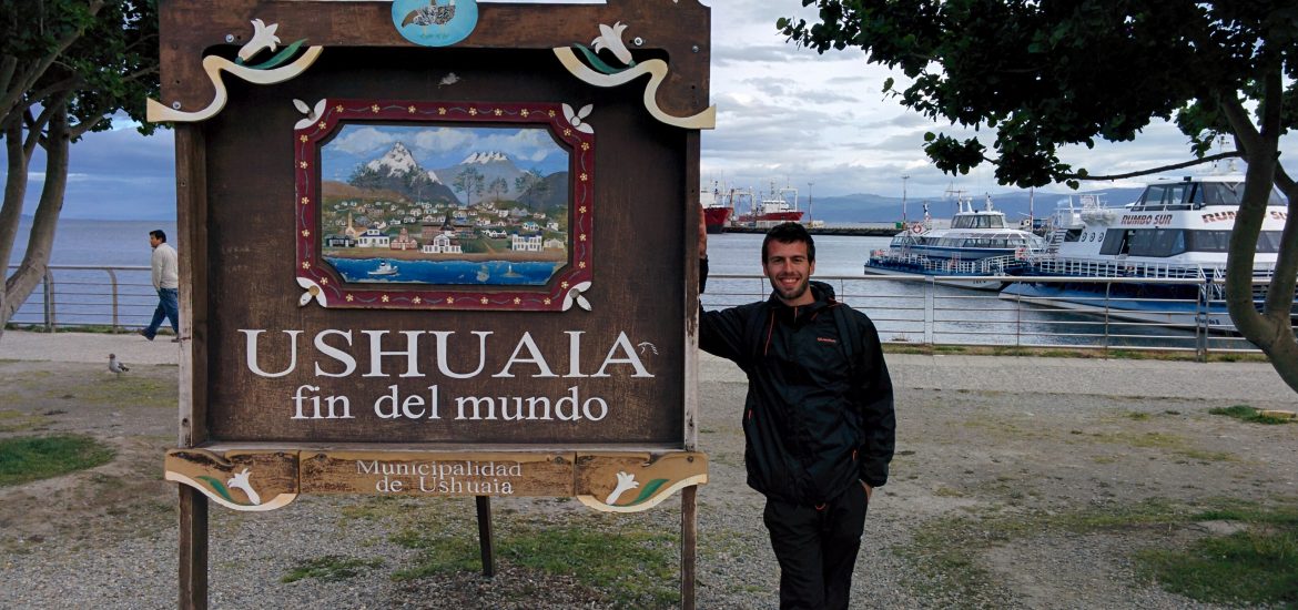 Me with the sign that said Ushuaia fin del Mundo