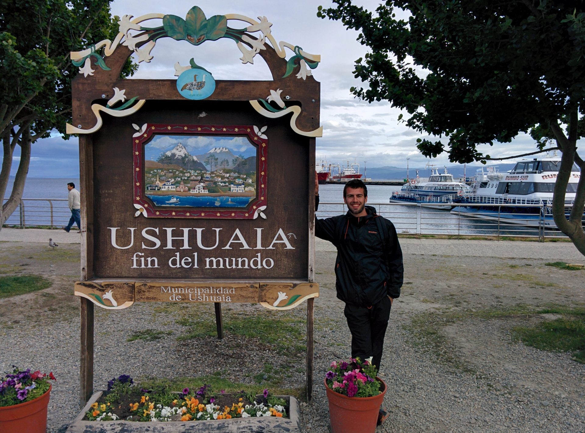 Me with the sign that said Ushuaia fin del Mundo