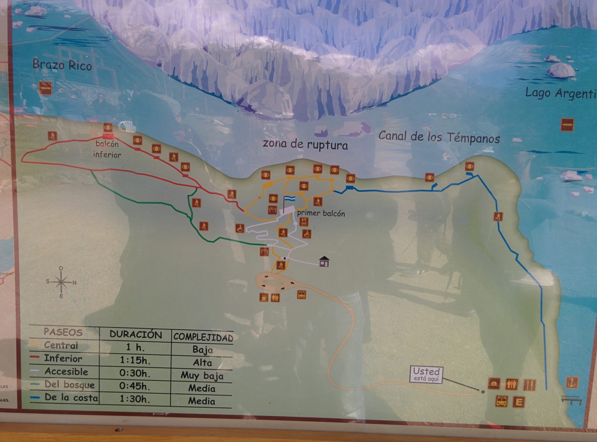 Map of the tracks in Perito Moreno