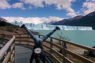 Me being balanced in front of the Perito Moreno