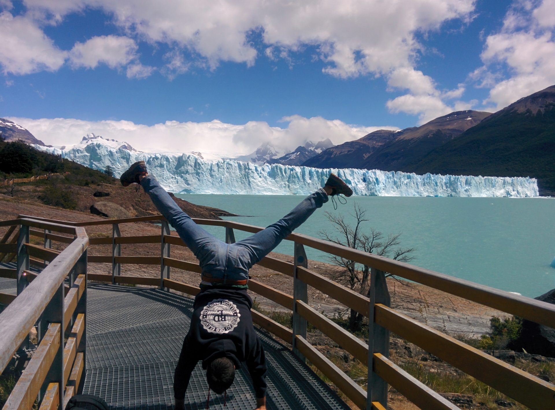 Me being balanced in front of the Perito Moreno