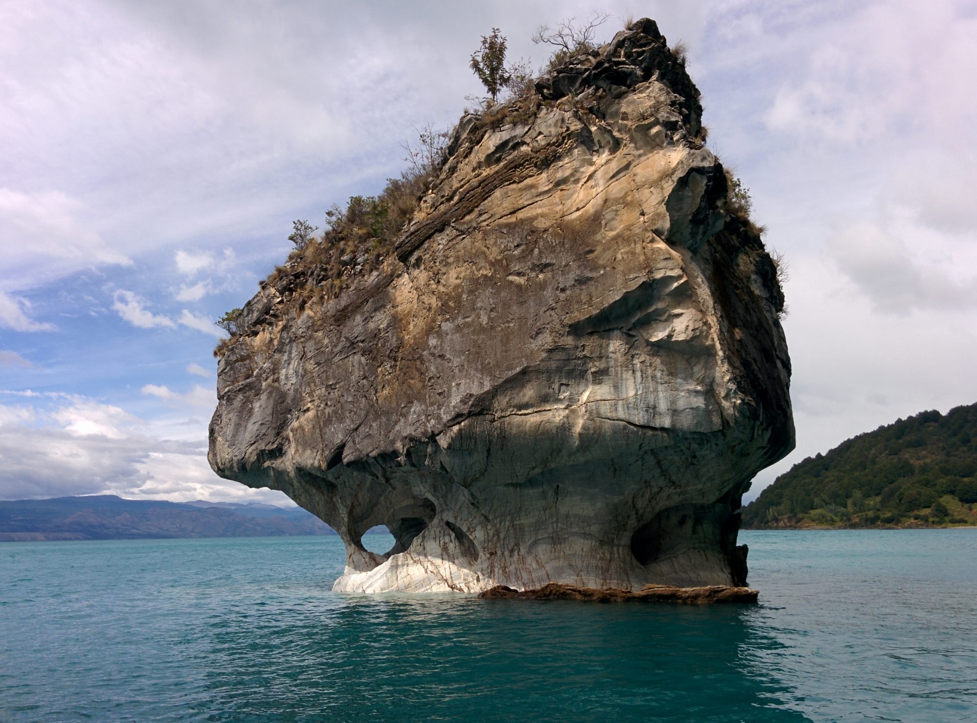 A marble rock in the water