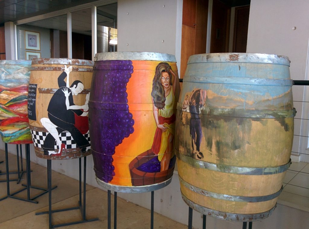 Wine barrels painted