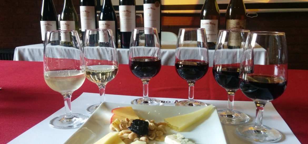 Tasting of wine pairing with chees