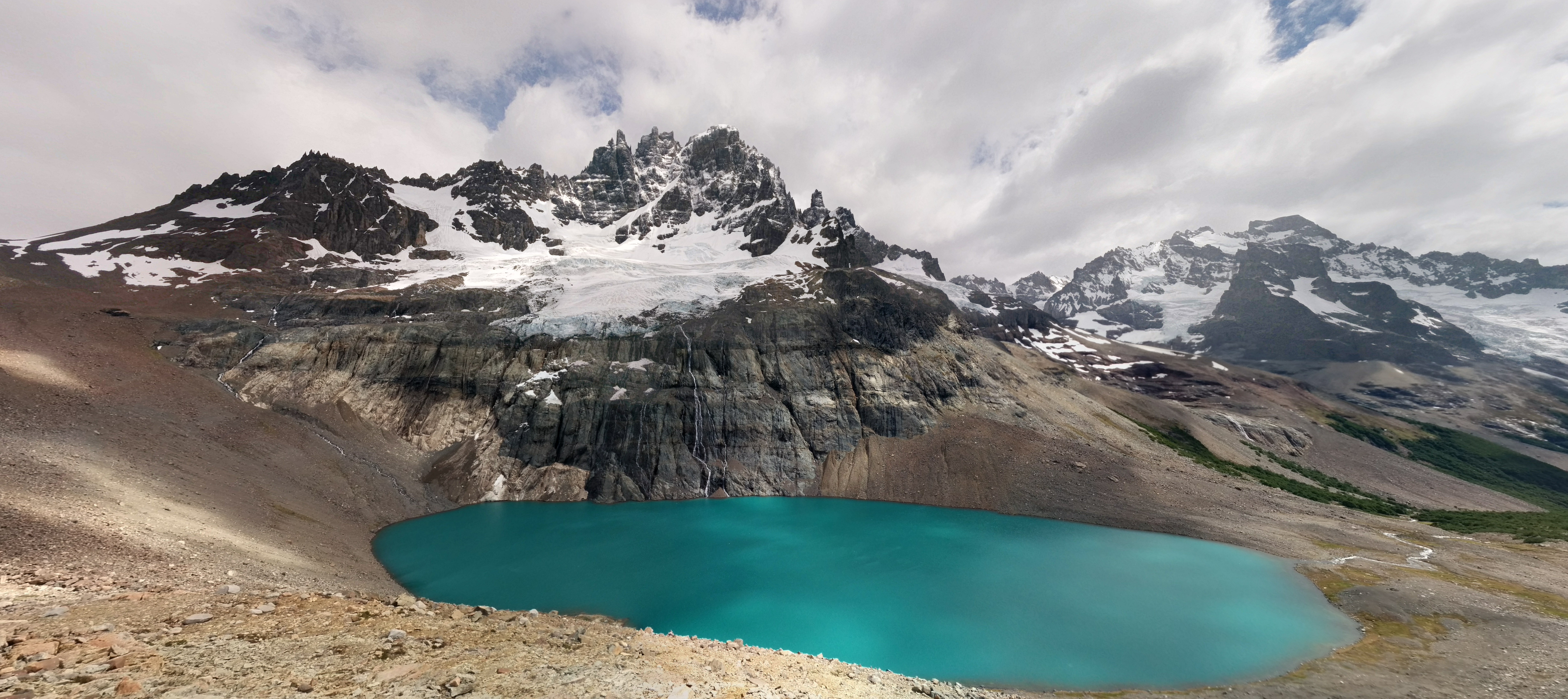 The Cerro Castillo in the background with the lake in front of.