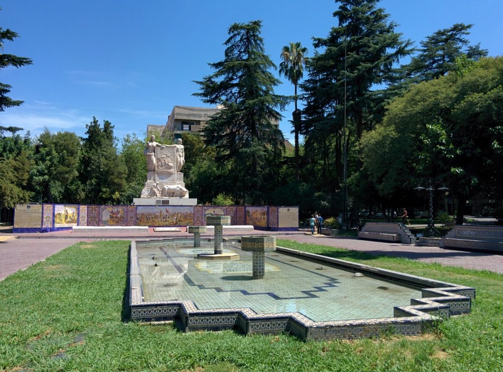 A fountain in a square