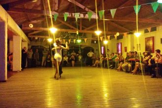 A couple of dancer doing a tango performance