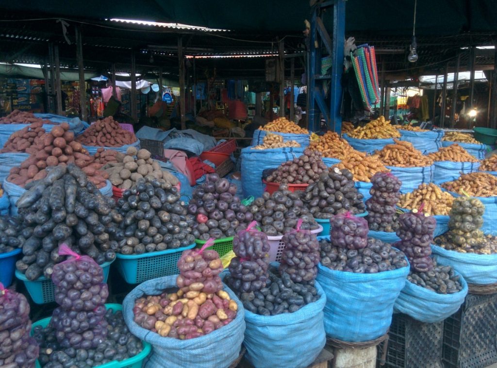 Potatoes stand in Cochabamba market