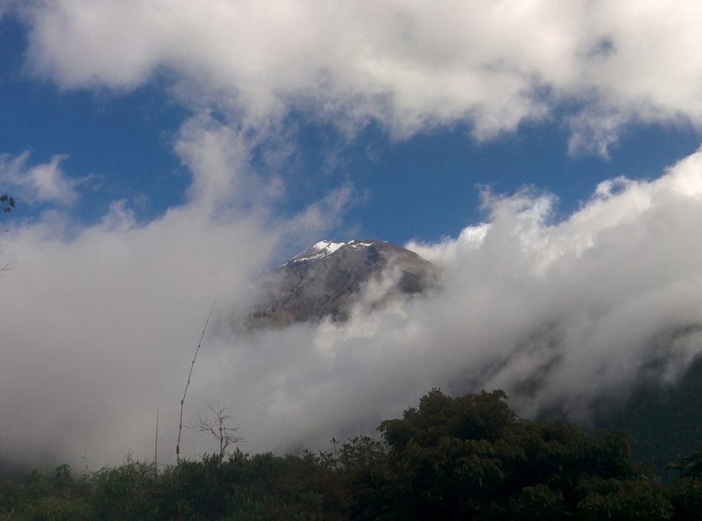 The volcano Tungurahua between the clouds