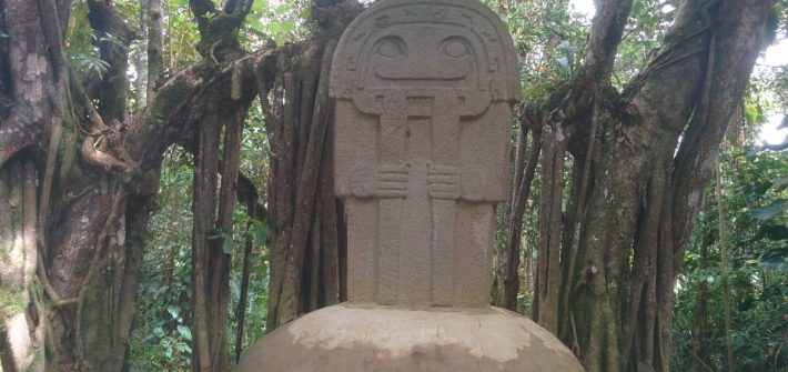 A statue in San Agustin archaeological park