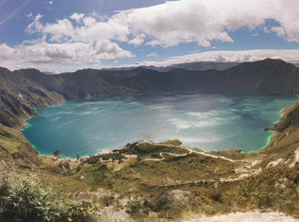 Panorama of Quilotoa lake